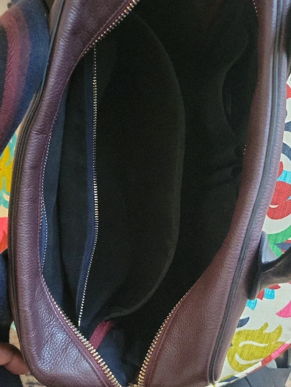 Paul Smith Men's Burgundy Leather Folio Bag with Navy Trim
